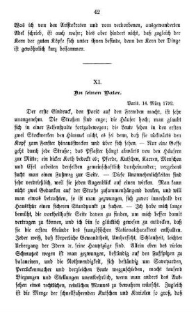 XI. An seinen Vater.