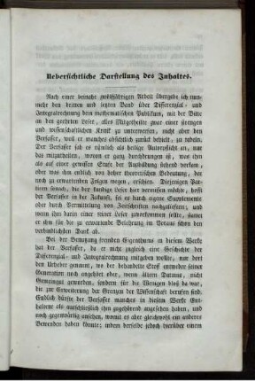 Uebersichtliche Darstellung des Inhaltes.