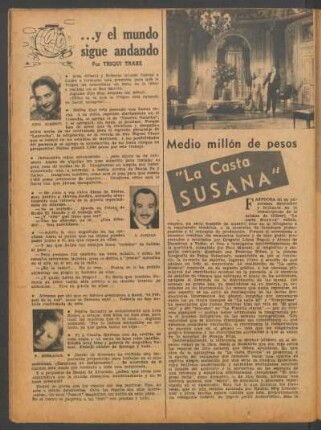 Medio millón pesos para una película pobre: "La casta Susana"