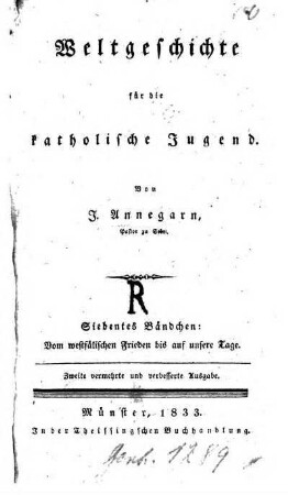 Bd. 7: Vom westfälischen Frieden bis auf unsere Tage