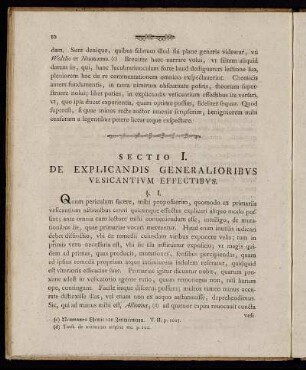 Sectio I. De explicandis generalioribus uesicantium effectibus.