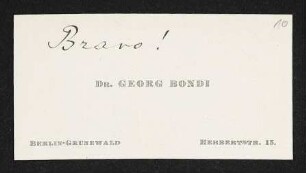 Brief von Georg Bondi an Gerhart Hauptmann