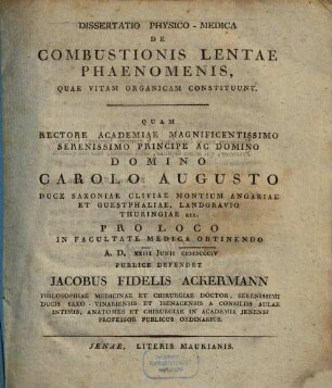 Dissertatio physico-medica de combustionis lentae phaenomenis, quae vitam organicam constituunt