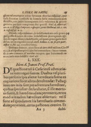 L. XXX. Idem A. Joanni Praef. Praet.