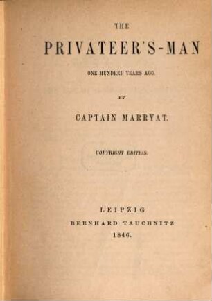 The privateer's-man one hundred years ago