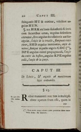 Caput III. De Lineis, & angulis ad munitionum leges ordinandis.