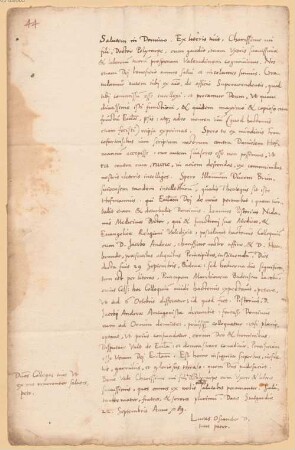 Lucas Osiander (1534-1604) Autographen: Brief von Lucas Osiander an Polycarp Leyser - BSB Autogr.Cim. Osiander, Lucas