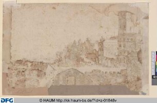 Durchzeichnung: Der Palast auf dem Monte Cavallo (Quirinal) in Rom