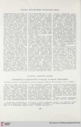 19: Konserwacja sgraffitów w pałacu w Białej Podlaskiej : (streszczenie referatu wygłoszonego na zebraniu naukowym Oddziału Warszawskiego w dniu 10.I.1956 r.)