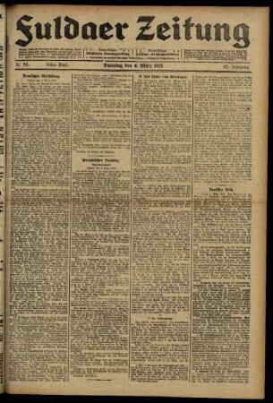 Erste Ausgabe vom Dienstag, den 04. März 1913.