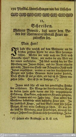 11. Schreiben. Mehrere Beweise, daß unter dem Boden des Weltmeeres überall Feuer anzutreffen sey