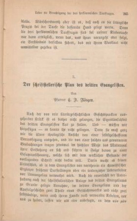 265-292 Der schriftstellerische Plan des dritten Evangelisten