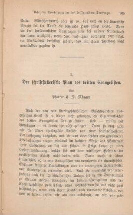 265-292 Der schriftstellerische Plan des dritten Evangelisten