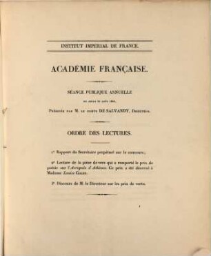 Séance publique annuelle. 1854