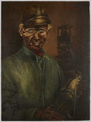 Ölgemälde, Bergmann mit Geleucht