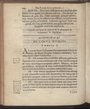 Disputatio XI. De Coena Domini.
