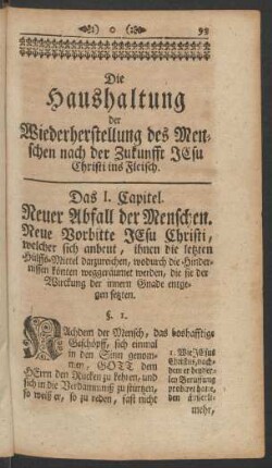 Die Haushaltung der Wiederherstellung des Menschen nach der Zukunfft Jesu Christi ins Fleisch.