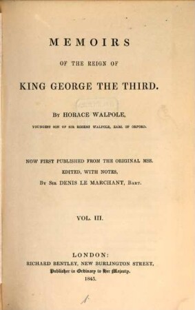 Memoirs of the reign of King George the Third, 3