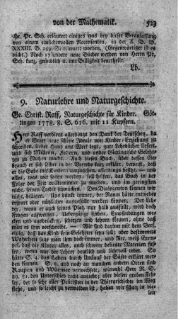 9. Naturlehre und Naturgeschichte.