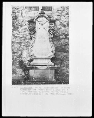 Grabstein für Johann Jakob Blanck (1674-1730) und seine Ehefrau Sabina Katharina Schenk (1672-1736)