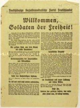 Aufruf der USPD an Soldaten zum Beitritt