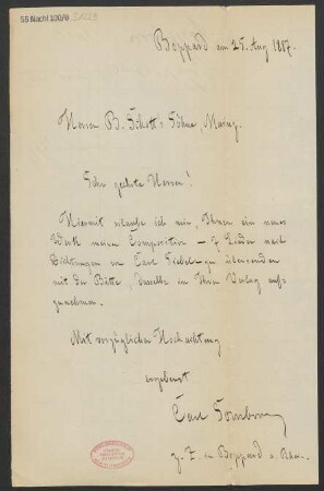 Brief an B. Schott's Söhne : 25.08.1887