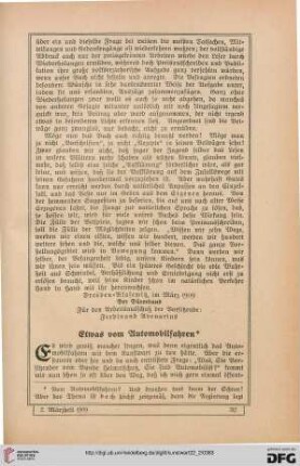 Etwas vom Automobilfahren