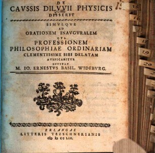 De Cavssis Dilvvii Physicis