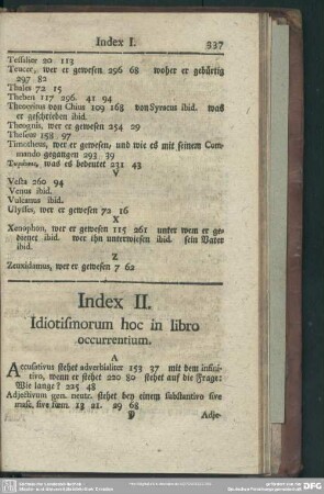 Index II. Idiotismorum hoc in libro occurrentium