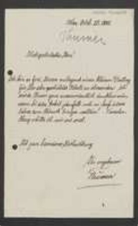 Brief von Felix von Thümen an Unbekannt