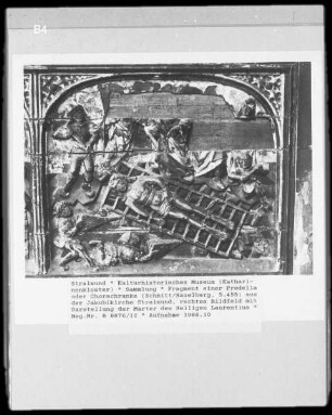 Predellafragment mit Darstellung des Martyriums des Heiligen Laurentius