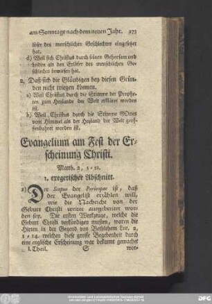 Evangelium am Fest der Erscheinung Christi. Matth. 2, 1 - 12.