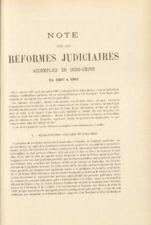 Note sur les réformes judiciaires ...