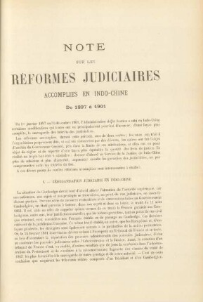 Note sur les réformes judiciaires ...