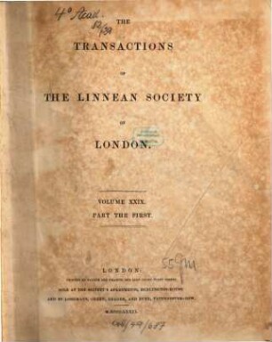 The transactions of the Linnean Society of London. 29, 29. 1875
