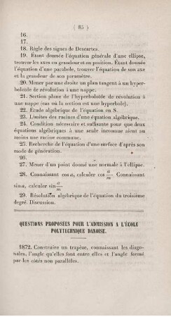 Questions proposées pour l'admission a l'école polytechnique danoise.