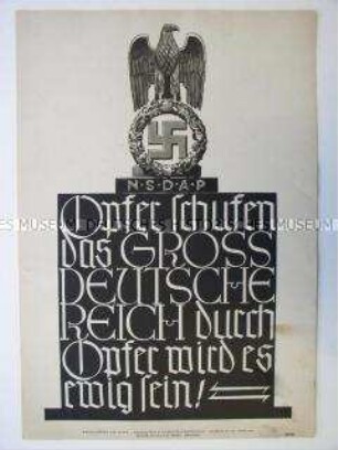 Schmuckblatt "Wochenspruch der NSDAP" mit einem patriotischen Spruch (anonym)