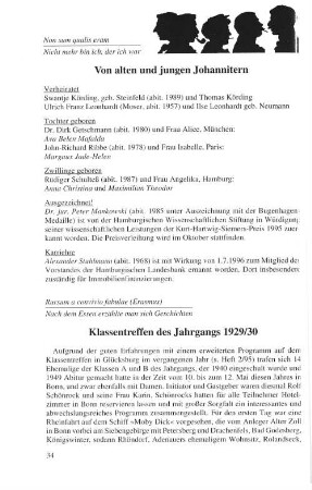 Klassentreffen des Jahrgangs 1929/30