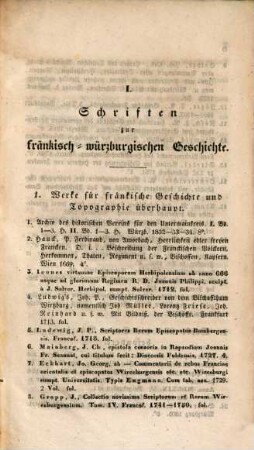 Verzeichniß der vom Historischen Vereine für den Untermainkreis gesammelten Druckschriften, 1. 1834