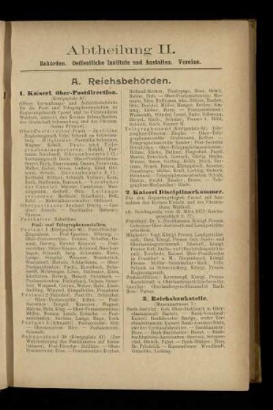 Behörden, Anstalten, Vereine