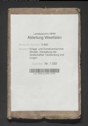 Kataster von den Zuschlägen in der Vogtei Ladbergen