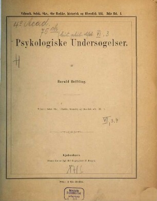 Det Kongelige Danske Videnskabernes Selskabs skrifter. Historisk og filosofisk afdeling = Section des lettres : = Mémoires de l'Académie Royale des Sciences et des Lettres de Danemark. 6. R., 3. 1889/95