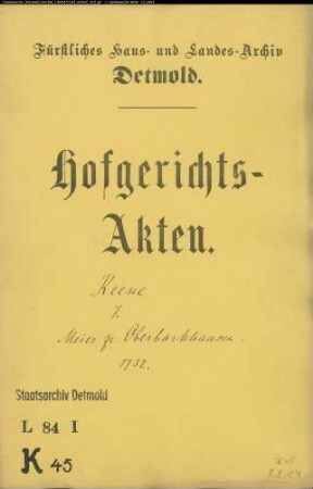Keene, Hermann in Erdbruch gegen Meier zu Barkhausen - Schuldforderung