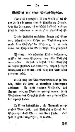 Beischlaf mit einer Geschwängerten.