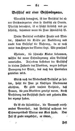 Beischlaf mit einer Geschwängerten.