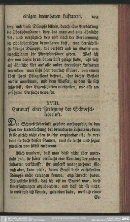 XVIII. Entwurf einer Zerlegung der Schwefelleberluft