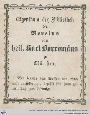 [Provenienz]: Borromäus-Bibliothek Münster