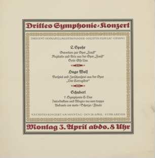 Drittes Symphonie-Konzert. Dirigent: Hofkapellmeister Pander