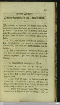Zweyter Abschnitt. Haupt-Gattungen der Katechisation