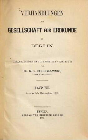 Verhandlungen. 8. 1881, Jan. - Dez.
